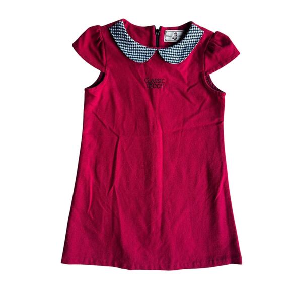 Classic Teddy Other - Classic Teddy Red Holiday Fleeced Girls Kids Collared Cap Sleeves Dress Size 6